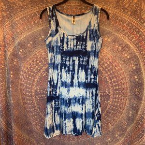 Shibori Tie Dye Indigo Hippie Mini Dress